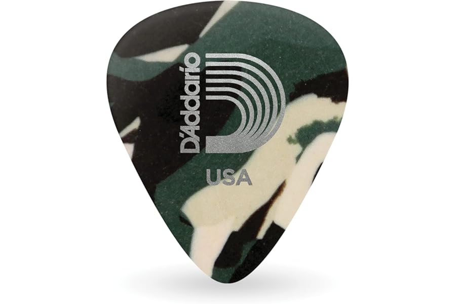 D'Addario Camouflage Celluloid Guitar Picks, 25 pack, Medium