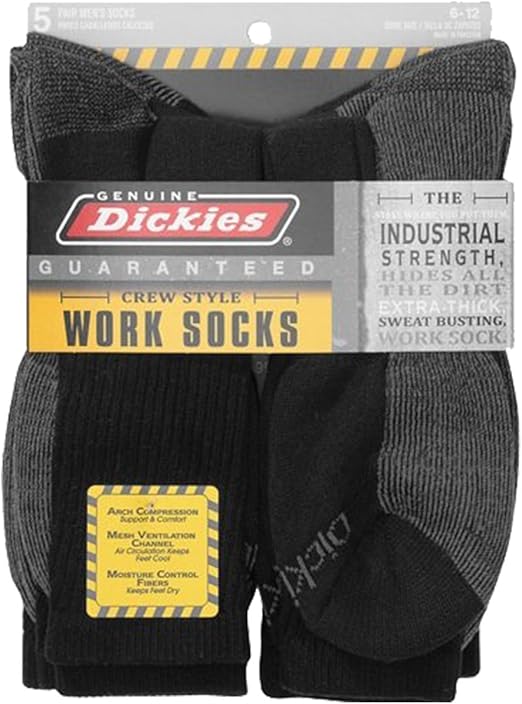Dickies Genuine Mens 5-Pair Crew Work 