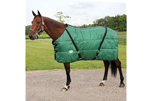 Country Pride Sentinel Channel Quilt Stable Blanket, Midweight Open Front, 420D Nylon Outer Shell, 250g Poly-Fill Insulation, Fleece Wither Protection, Adjustable Leg Straps, Bias Surcingle (78,Green)