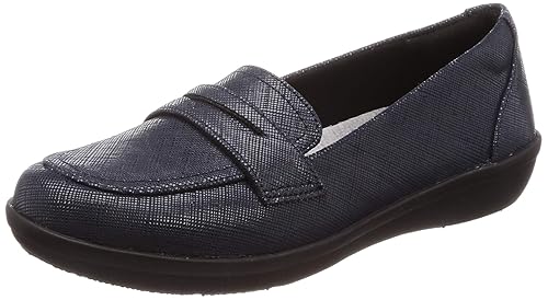 clarks navy loafers
