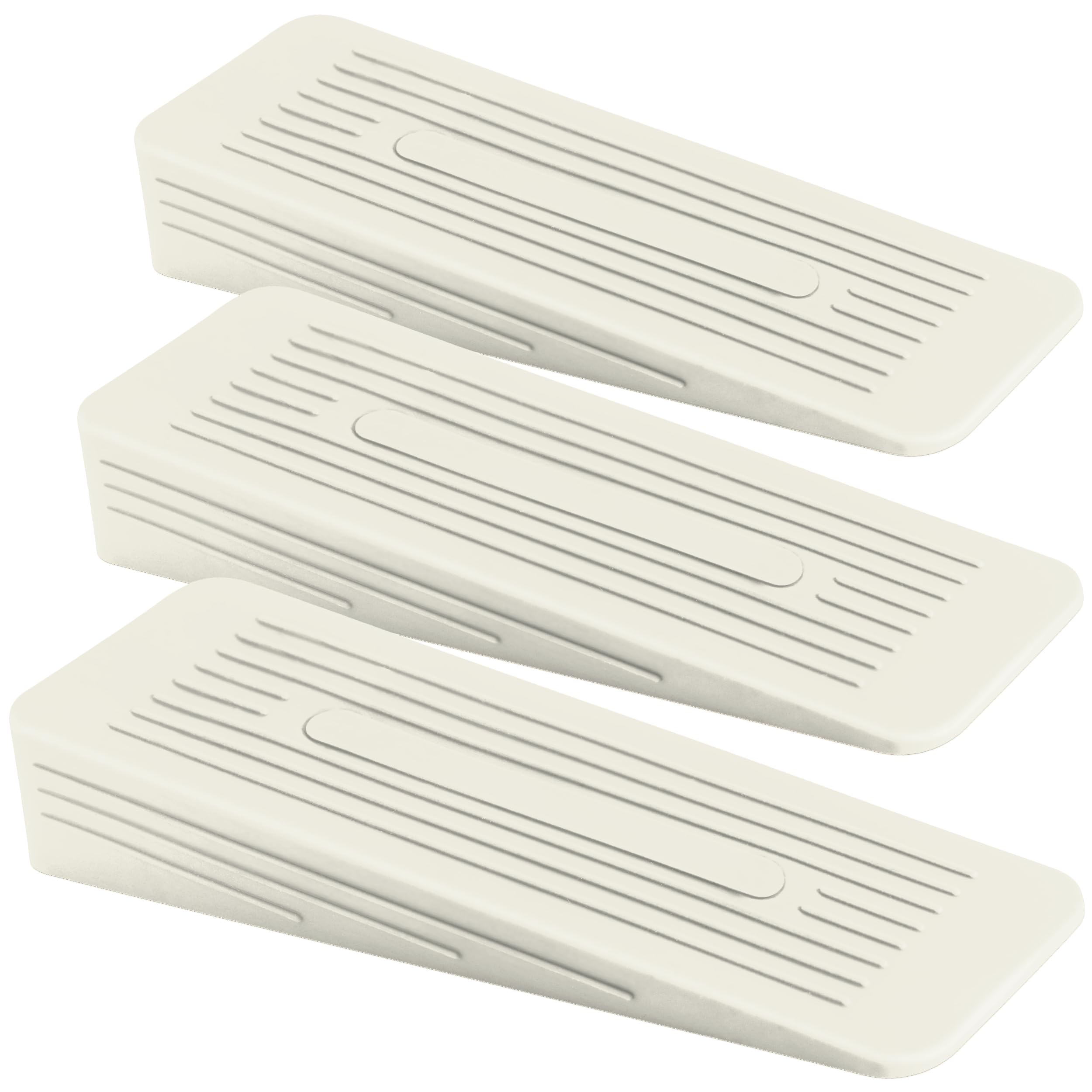 AFFIXERS Pack of 3 Door Stoppers for Floor Anti-Skid, Durable, and Heavy Duty Rubber Door Stops | Ideal for All Types of Surfaces |Cream Door Wedges Indoors