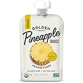 Golden Farms Pineapple Pouches, Single Ingredient Healthy Snacks, 100% Pure Fruit, No Added Sugar, Vegan, Gluten-Free, Kosher, Organic Squeeze Pouch 3.17oz Each