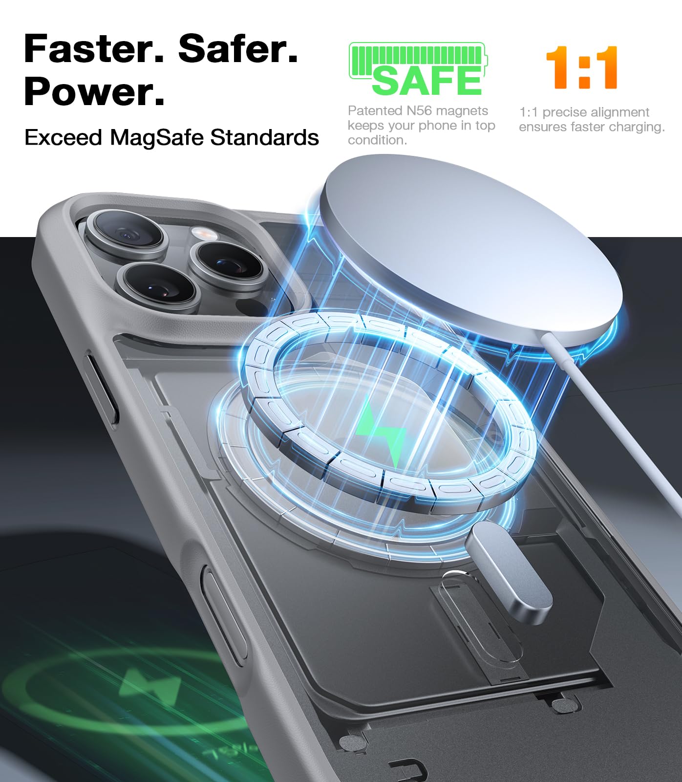 TORRAS Stronger Magnetic & Shockproof for iPhone 16 Pro Case, Military Grade Drop Protection, Compatible with MagSafe, for iPhone 16 Pro Case Slim, Translucent Matte Natural Titanium Gray