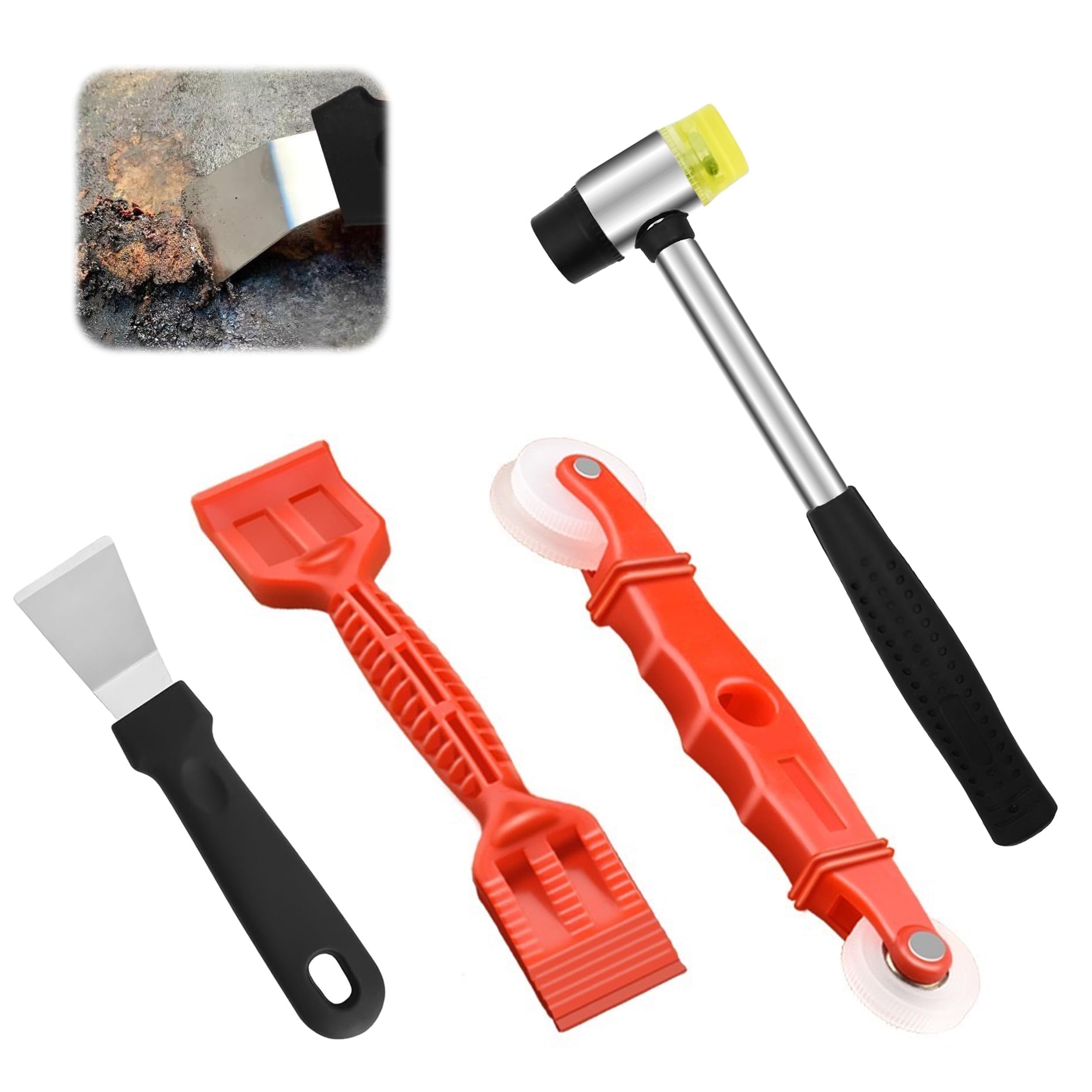 Window Glazing Tool Kit, 4 PCS Glazing Tools, Glazing Tools Bundle, Heavy-Duty Glazing Tools Multi-Functional Hand Tools for Windows Doors Hand Tool Sets