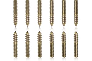 LOUZAGO 12 Pcs Hanger Bolts, M6 x 35mm Double Headed Screws Self-Tapping Wood Dowel Screw for Furniture (M6 x 35mm)
