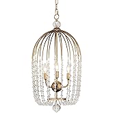 Voliere 3 Light Crystal Tall Pendant - Havana Gold