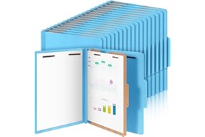 Skyygemm 36 Pcs Classification Folders Letter Size, 1 Divider Pressboard File Folder with Fasteners, Expanding File Organizer Bulk for Teachers, Clergy, Office, Church, Christmas Donations (Blue)
