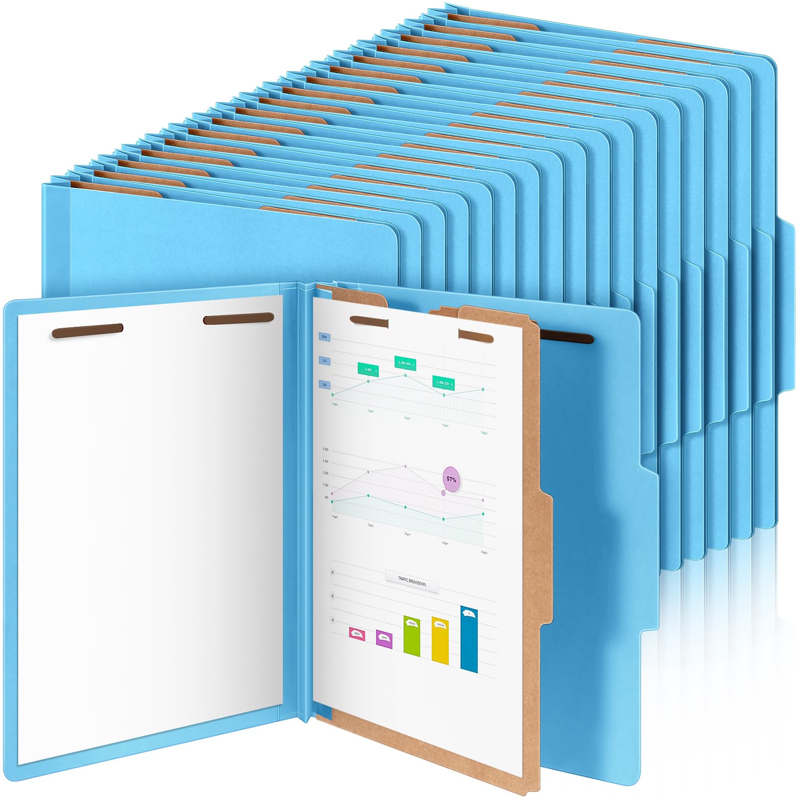 Photo 1 of Skyygemm 48 Pcs Classification Folders Letter Size, 1 Divider Pressboard File Folder with Fasteners, Expanding File Organizer Bulk for Teachers, Clergy, Office, Church, Christmas Donations (Blue)