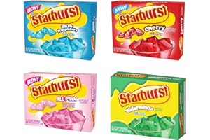 Starburst Gelatin variety pack, 4 flavor Watermelon, Blue Raspberry, All pink Strawberry, and cherry (3.89 OZ each)