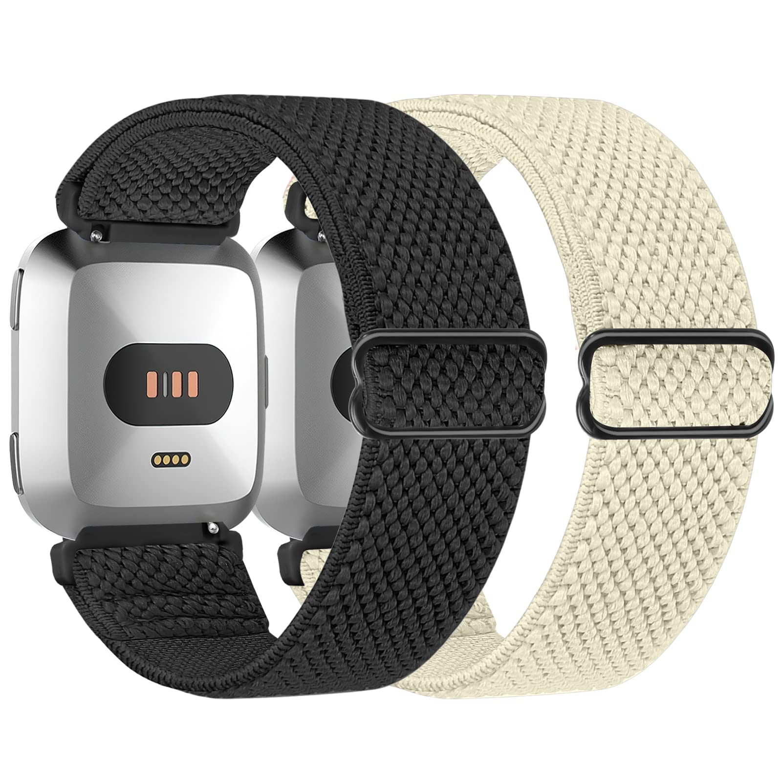 Tiptops Strap Compatible with Fitbit Versa 2 Wristband/Fitbit Versa Wristband for Women/Men, Sports Elastic Adjustable Nylon Watch Strap for Fitbit Versa/Versa 2/Versa Lite - Pack of 2,