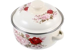 NULYLU 16cm Enameled Cast Iron Stockpot with Lid, Thick Household Soup Stew Pot for Kitchen Cooking