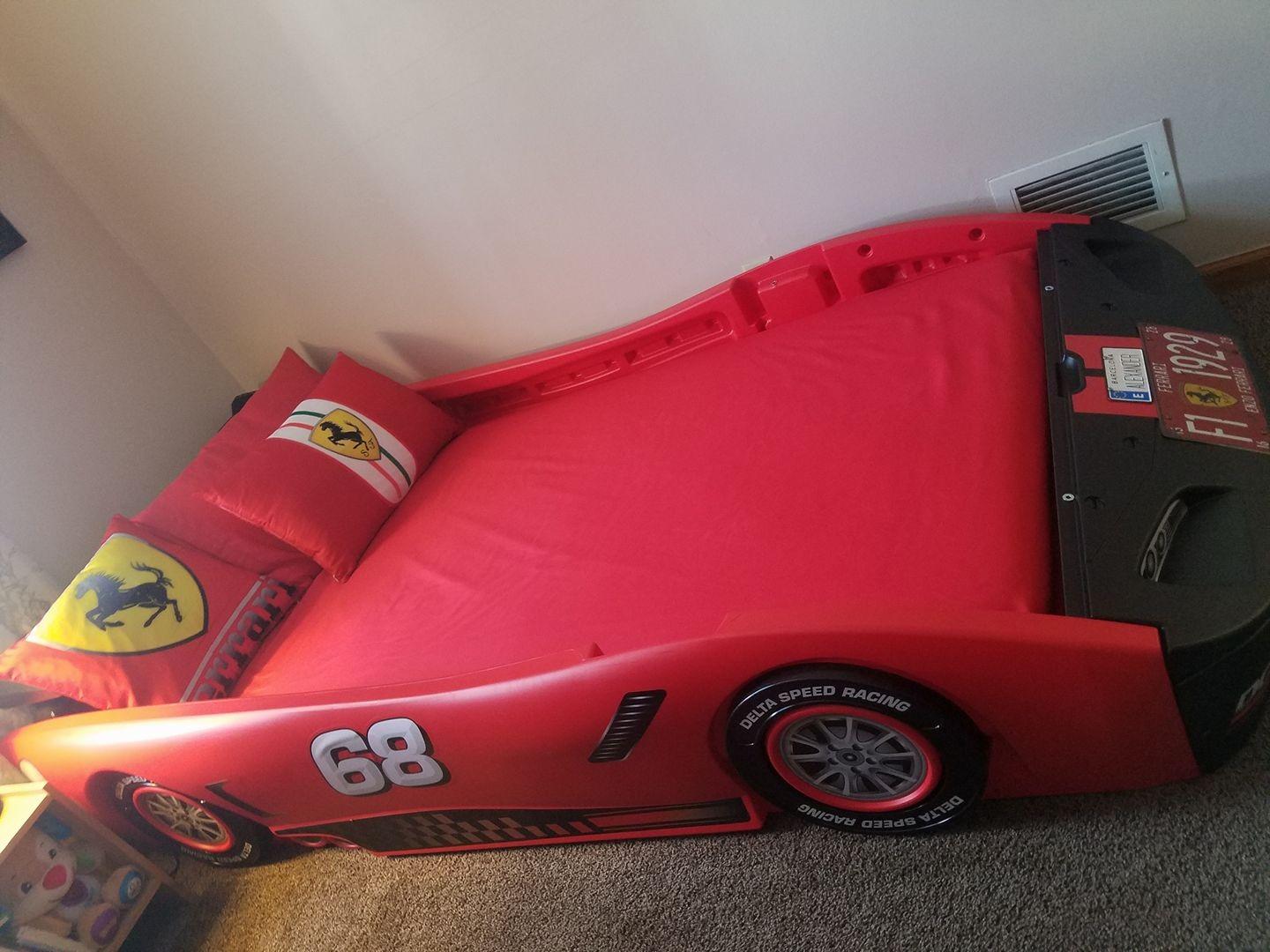 39/mo Finance Delta Children Turbo Race Car Twin Bed, Blue Buy Now