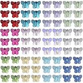Ornaland 72 Pcs Crystal Butterfly Beads for Jewelry Making Bulk Colorful Cute Birthstone Glass Beads for Bracelets Earrings Necklaces DIY Supplies
