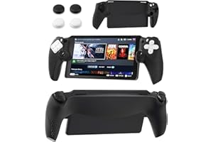 RHOTALL Silicone Protective Case Compatible for PlayStation Portal,Soft Protection Skin Cover for PS Portal Remote Player,shock absorption Anti fingerprint Shell for PS5 Portal,4 Thumb Grips-black