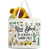 Women's Trip Tote Bag, New York Is Always A Good Idea Canvas Tote Bags, Travel Gifts Bags For Friends Family Nyc Lovers Travel Lovers, Honeymoon Gifts For Newlyweds, Nyc City Reusable Grocery Bag -43