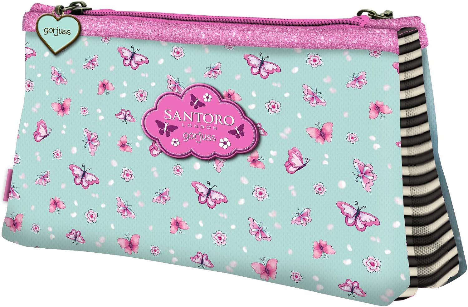 SANTORO Gorjuss Sparkle & Bloom Double Pencil Case 324GJ21 - Cherry Blossom, Turquoise, 215x115x50 Mm - Image 3
