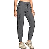BVVU Women's Cargo Joggers Hiking Pants High Wasited Lightweight Quick Dry with Zipper Pockets Waterproof Athletic Sweatpants