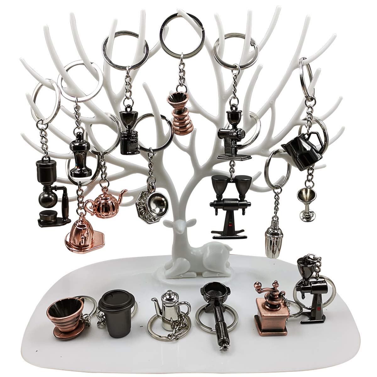 Bigmac 6 Styles Coffee Series Charm Keychain Sets Miniature Novelty Barista Gift for Coffee Lover Creative Cafe Shop Decoration Keyring (6)