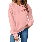 SFHFY Valentines Sweatshirt Women Cute Love Heart Sweater Valentine Pullover Shirt Casual Heart Long Sleeve Tops