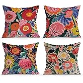 OBSEDE Floral Throw Pillow Covers 18x18 Set of 4, Double-Sided Print Soft Pillow Cases for Couch Sofa Bed Living Room Decor