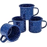 COLETTI Classic Camping Mugs — Enamel Coffee Mug, Camping Coffee Mugs — Premium Nostalgic Mug Set, German Imported Enamel Coating [Blue] [12 oz, Set of 4]