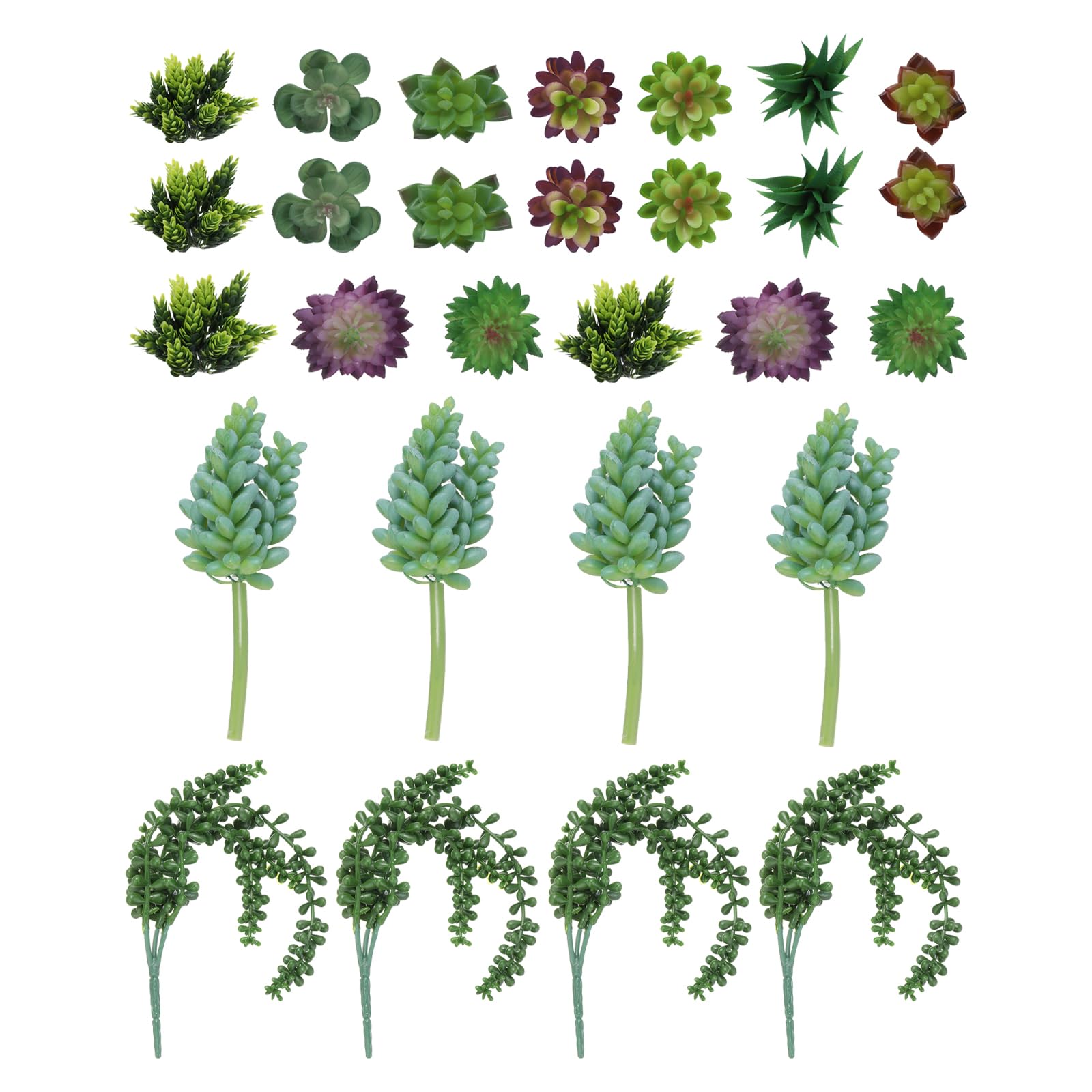 PATIKIL Artificial Succulents Set, 28Pcs Artificial Succulents Plant Fake Faux Flower for Garden Home Desk Decorations Arrangement DIY Craft, Colored