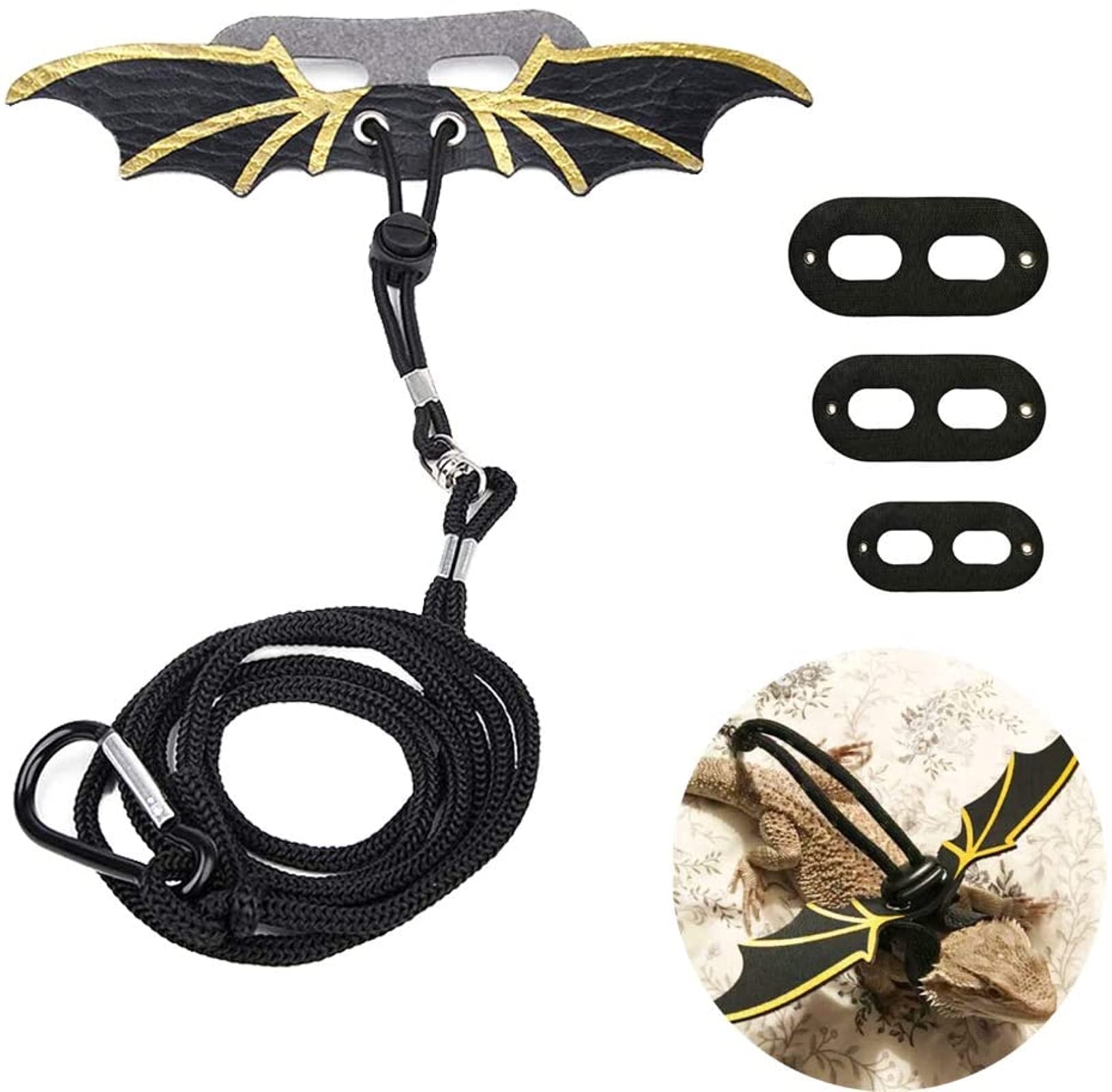 Bearded Dragon Leash Harness - 3 Size Pack Wing Traction Harness for Lizards, Reptiles, Amphibians, Small Pets - Small/Medium/Large