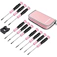WORKPRO 10-Piece Precision Screwdriver Set with Pink Pouch, Phillips, Slotted, Torx Star, Magnetic Tip Small Screwdriver Repair Kit, for Eyeglass, Watch, Computer, Laptop and Phone - Pink Ribbon