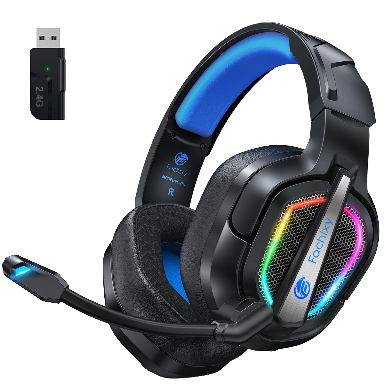Photo 1 of Fachixy FC-200 Wireless Gaming Headset with Mic for PS5, PS4 - Bluetooth 5.4 & 2.4GHz Gaming Headphones with Low Latency, 50-Hrs Battery Foldable Gamer Headset for Laptop, Switch and Mobile