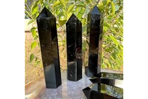 Zenkeeper 1PC Large Black Obsidian Crystal Points, Obsidian Crystal Tower Wand for Office, Home, Meditation, Chakra