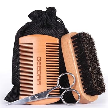 Beard Grooming Kit Beard Brush Comb Set For Men Boar Bristle Hair Brush Gift Box Travel Bag Great