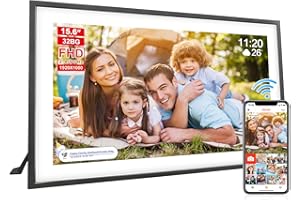 SZSLG Digital Picture Frame 15 Inch Large Frameo Digital Photo Frame，32GB, 1920 * 1080 IPS HD Touch Screen, Electronic Picture Frame IPS Touch Screen with Auto-Rotate, Frameo Digital Frame WiFi