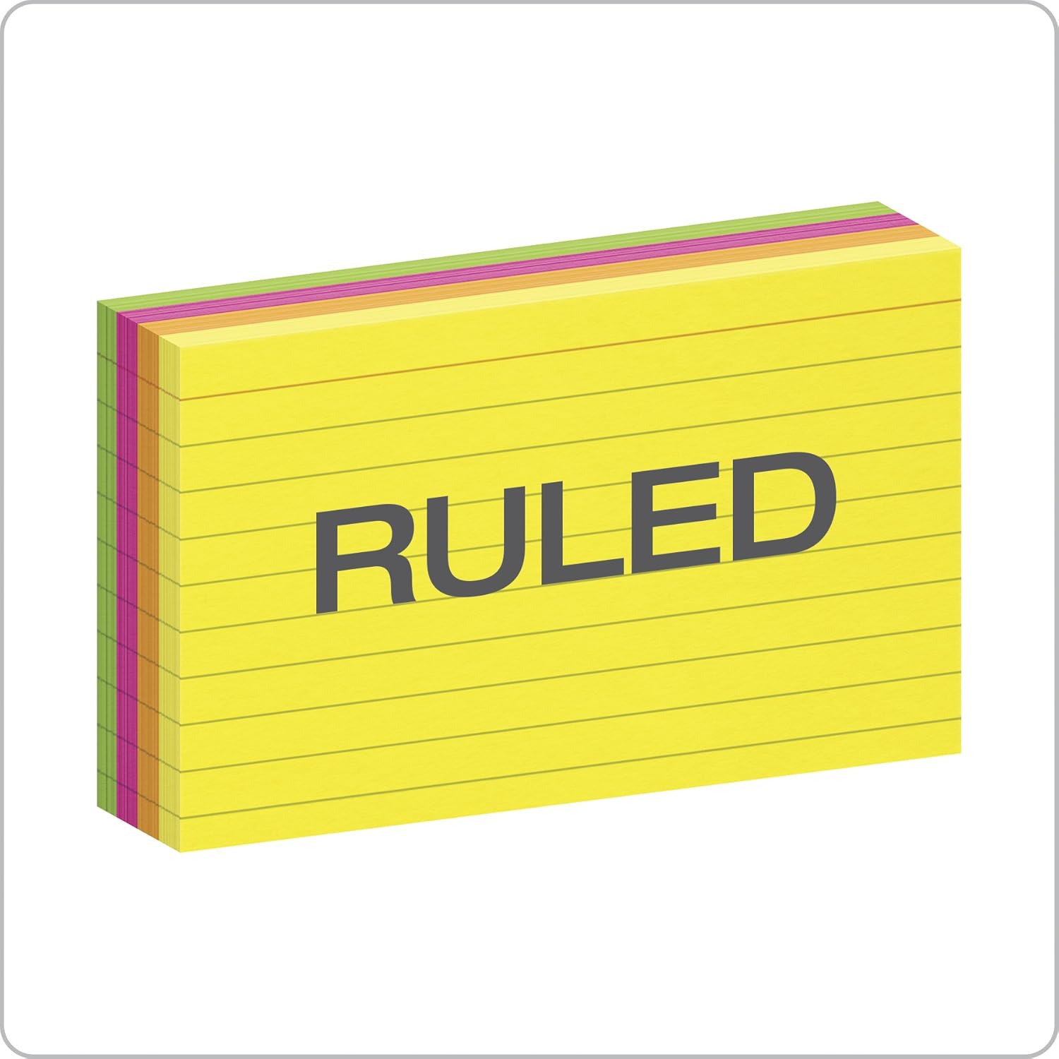 Oxford Neon Index Cards, 3" x 5", Ruled, Assorted Colors, 300 Per Pack (81300EE) : Office Products