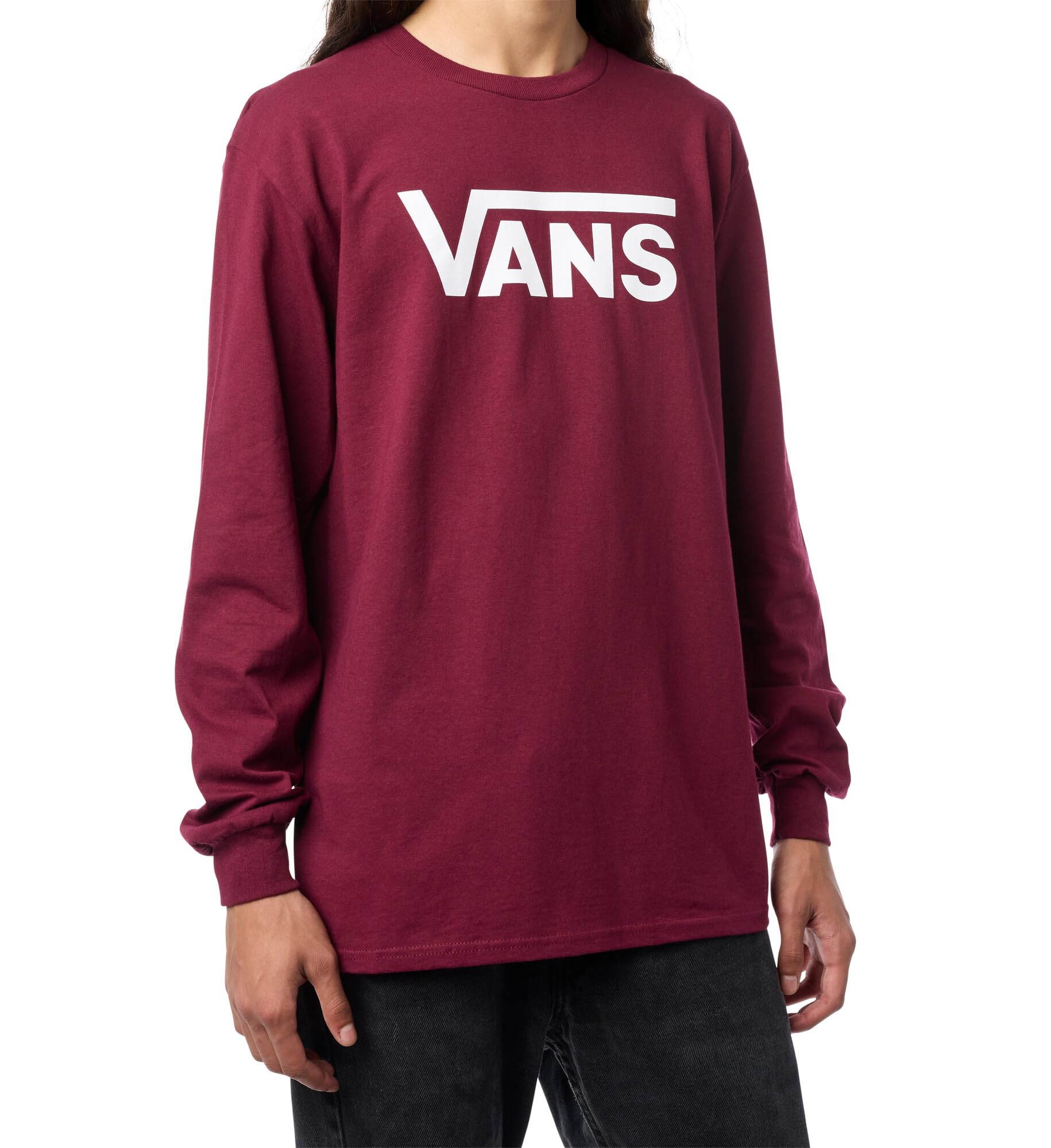Vans Unisex-Adult Classic Long-Sleeve T-Shirt | Graphic Tee, Regular Fit, Soft 100% Cotton Fabric, Durable Construction Burgundy