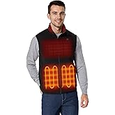 ORORO [Upgraded] Men's 4-Zone Heated Fleece Vest with Heated Collar, Lightweight Heating Vest with Battery