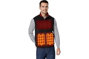 ORORO [Upgraded] Men's 4-Zone Heated Fleece Vest with Heated Collar, Lightweight Heating Vest with Battery