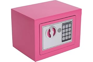 Heroecol Key and Electronic Security Safe Box Digital Deposit Box for Home Office Hotel Business Lock Box for Cash Jewelry Storage (Pink, 0.17 Cubic Feet)