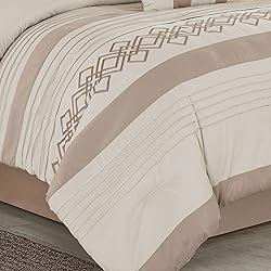 Chezmoi Collection Ariel 7-Piece Taupe Geometric