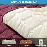 LINGKY Soft Flannel Sofa Covers 1/2/3 Seater Non-Slip Wine Red 70x70cm view 7