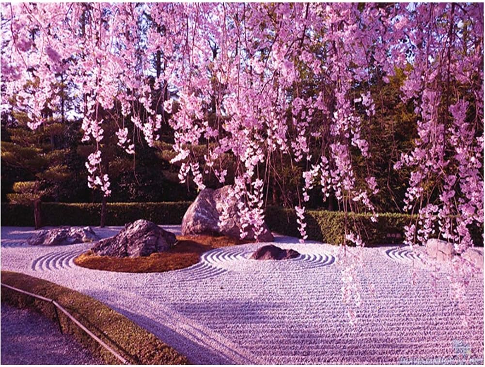 Ardorlove Romantic Sakura Cherry Tree Street Landscape 5D DIY Diamond Painting Cross Stitch Kit Full Round Resin Diamond Rhinestone Mosaic Canvas Painting