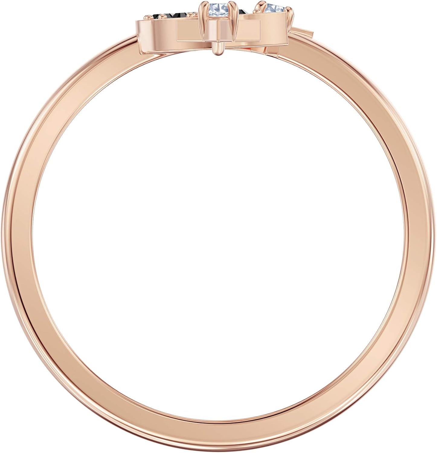 SWAROVSKI Women's Symbolic Moon Ring Collection, Rose Gold Tone Finish, Black Crystals, Clear Crystals: Jewelry