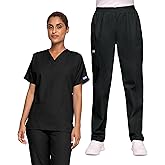 Cherokee Women's Scrub Set V-Neck Dolman Sleeve Top & Pull-On Cargo Pant with Elastic Waist & Fade Resistant Fabric -CK00043C