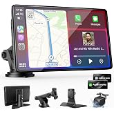 9" CarPlay Screen for Car, Wireless Apple CarPlay &amp; Android Auto | with 1080P Backup Camera, Night Vision, Mirror Link, Voice Control, Bluetooth/FM/AUX Audio, Portable Touchscreen Display