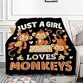 Monkey Blanket for Girls Just A Girl Who Loves Monkeys Gifts for Kids Women Soft Lightweight Comfortable Throw Blanket for Bedding Sofa Camping 40x50inches