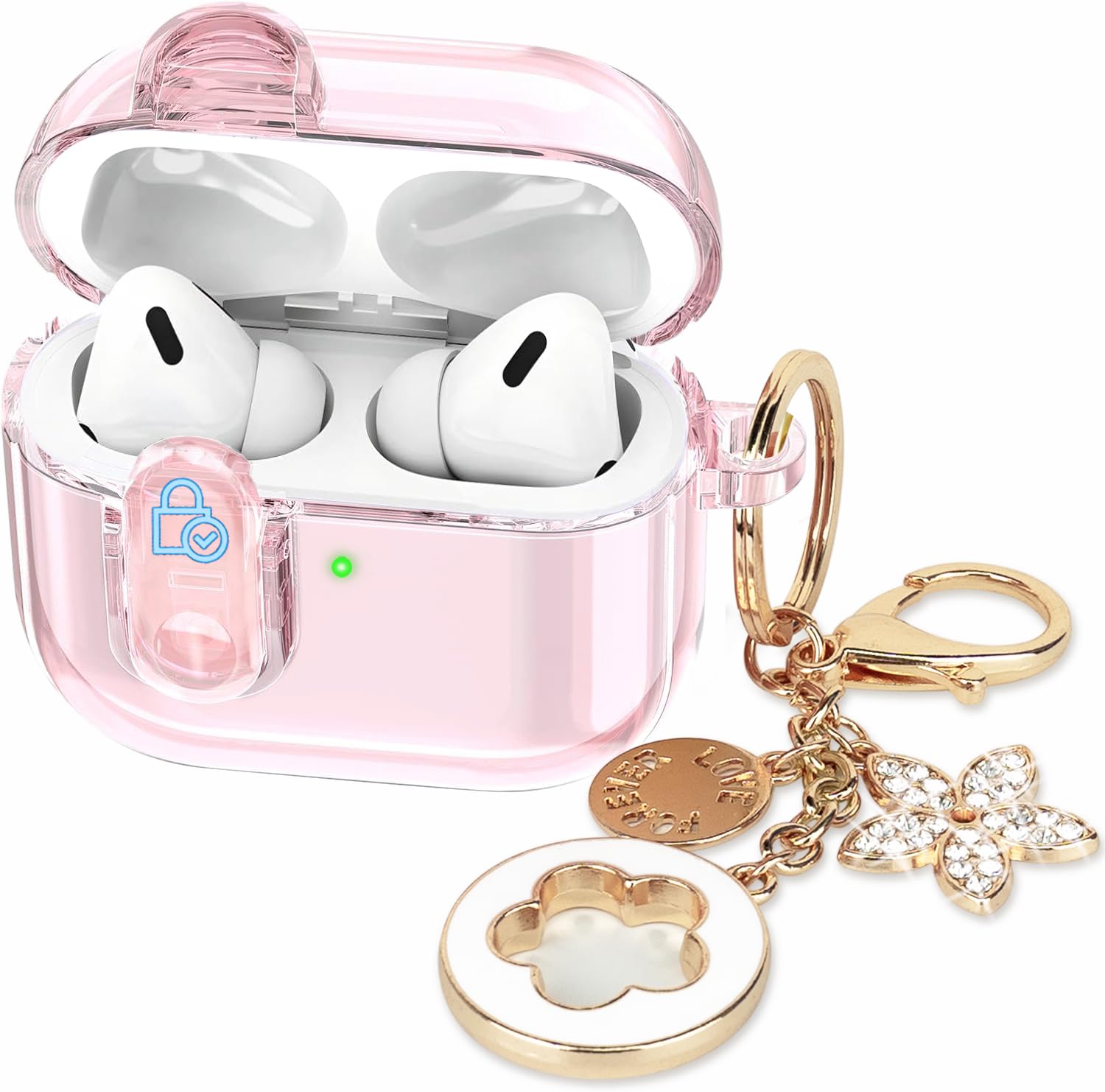 Photo 1 of (with Safety Lock) Clear Case for Apple AirPods Pro 3rd 2025 Women, VOTILE Soft TPU Transparency Air pods Pro 3 Gen Earbuds Case Girl Bling Keychain for Airpod iPod Pro 3rd Gen