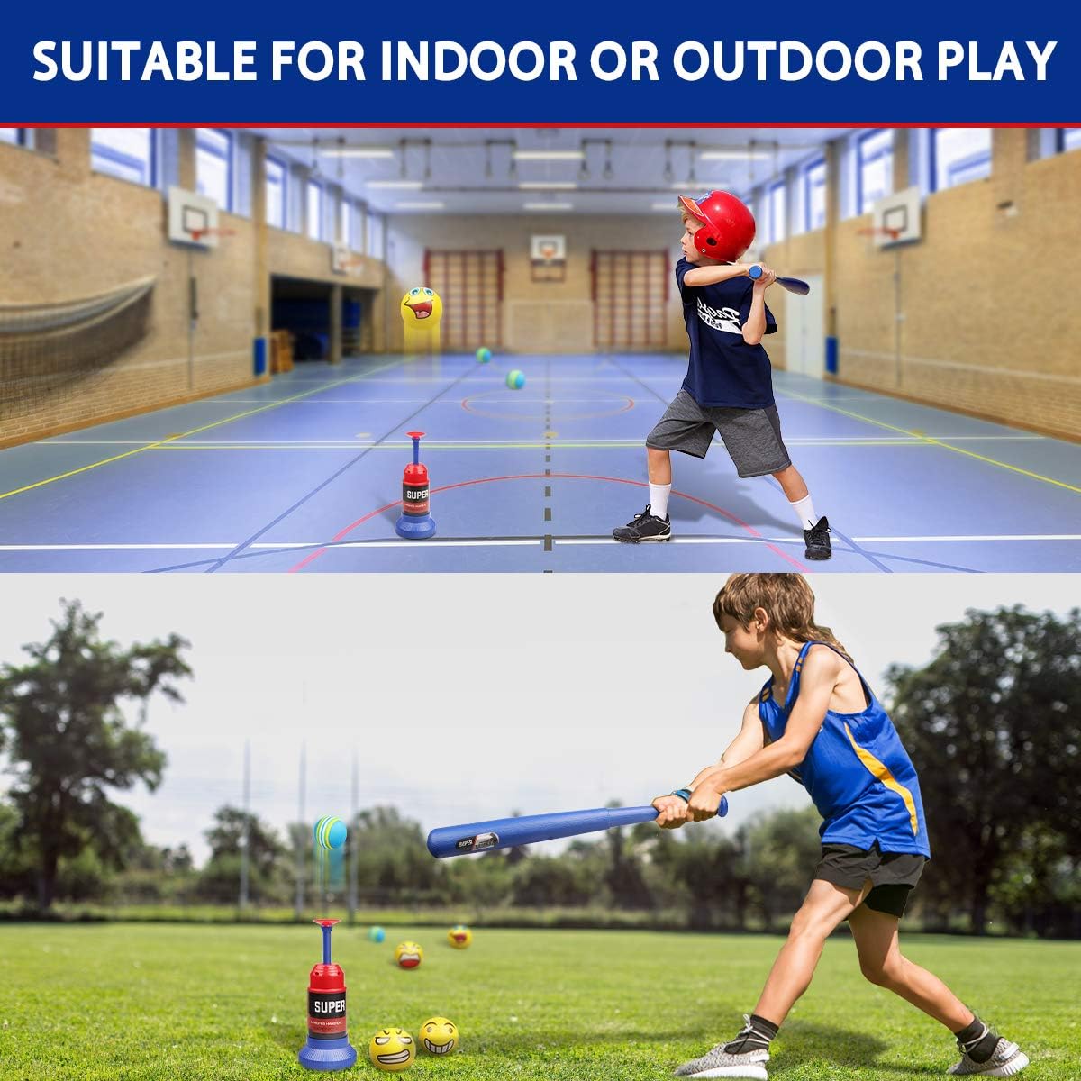 Lydaz Tee Ball Set, Automatic Baseball Launcher with 5 Soft Balls and Stretchable Bat - Toddler Outdoor Toys for 2 3 4 Year Olds Boys & Girls: Sports & Outdoors