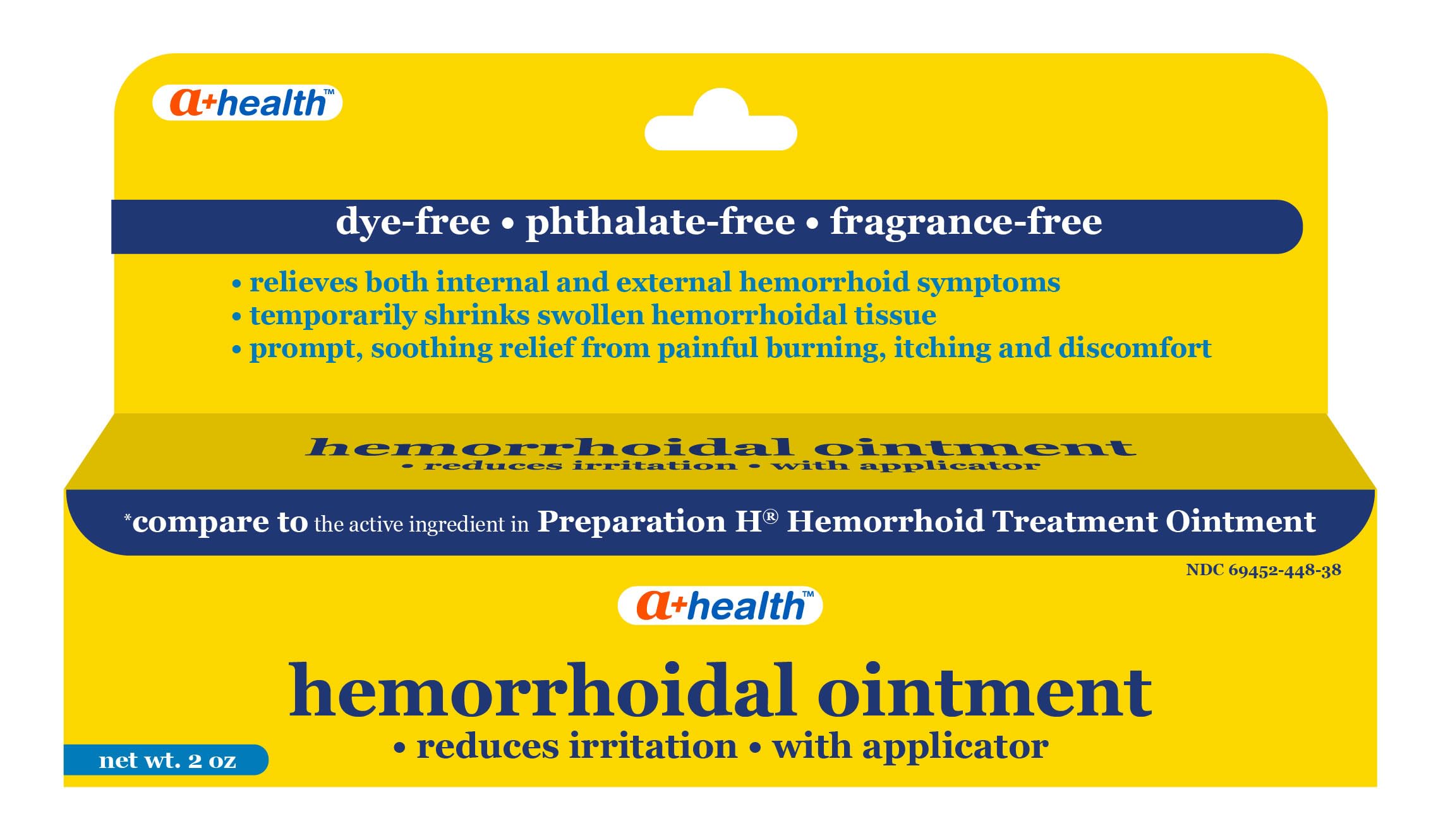 Hemorrhoid Treatment, Hemorrhoidal Ointment Relieves Symptoms of Burning, Itching, Discomfort, 2 Ounce Tube with Applicator, Reduces Irritation and Pain Relief