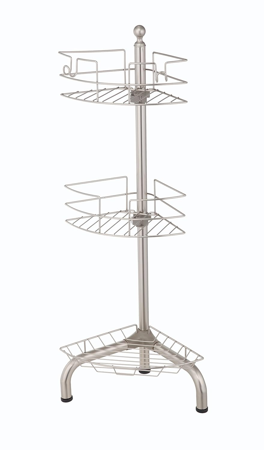 Homezone 3 Tier Adjustable Floor Standing Shower Caddy Satin