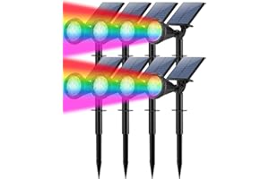 Tadyreal Solar Lights Outdoor Waterproof Color Changing 180° Adjustable RGB Solar Powered Landscape Spot Lights for Yard 7 Lighting Modes Solar Spotlights for Pathway Garden Outside (8 Pack)