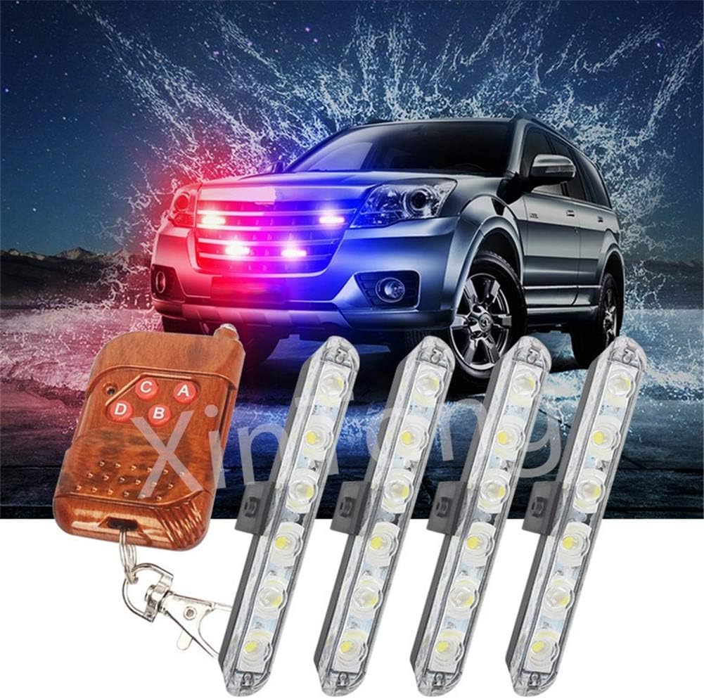 Clidr 24 LED 3 Flashing Modes Vehicle Windshield Dash Deck Grille Strobe Flash Emergency Warning Strobe Light Bar For Truck Law Enforcement Firefighter Ambulance (white blue)